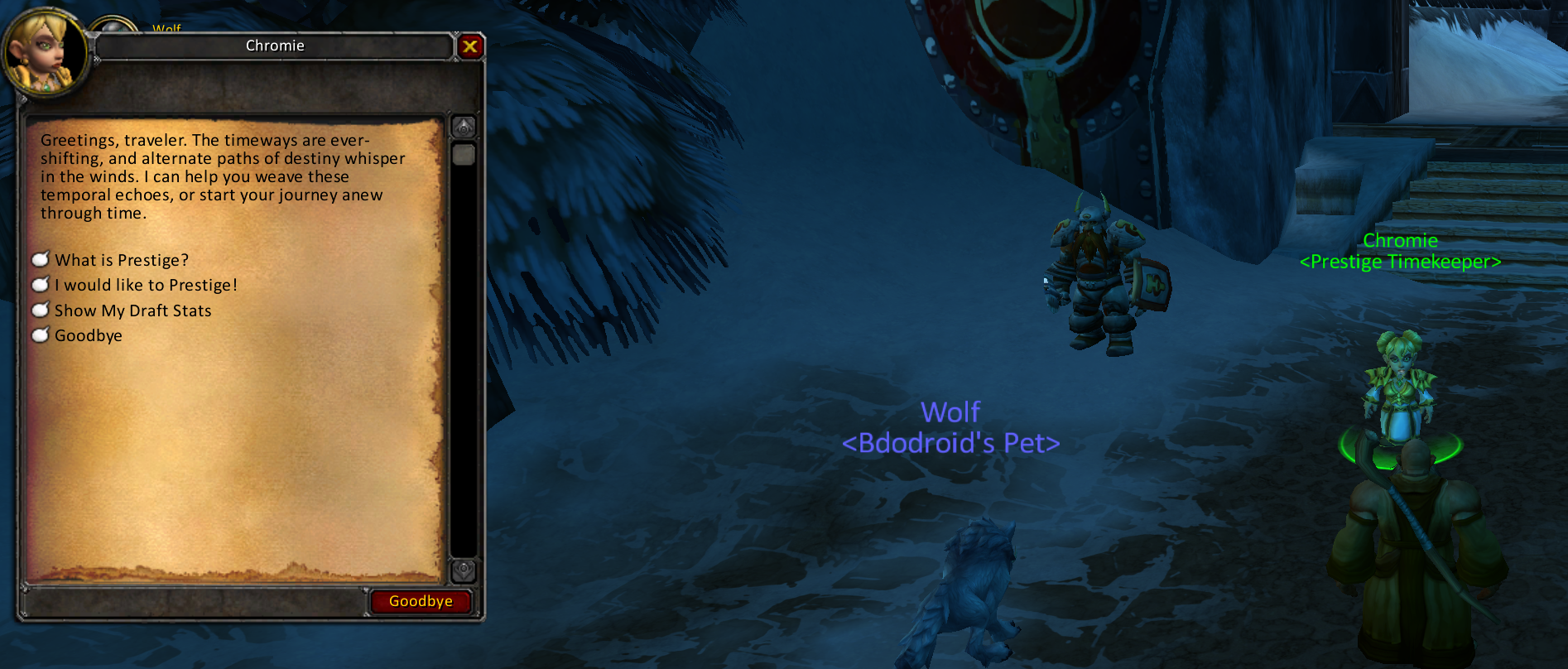 Prestige System: Reset level at Chromie to earn 10 tokens and unlock the custom heirloom shop