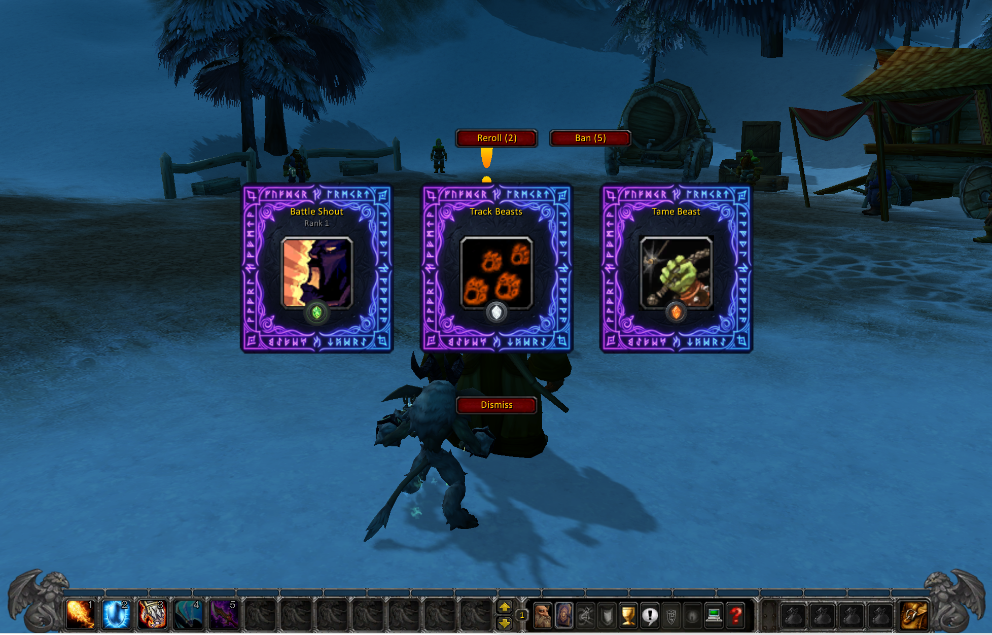 Spell Choice Interface: Choose one of three randomized spells drawn on level-up