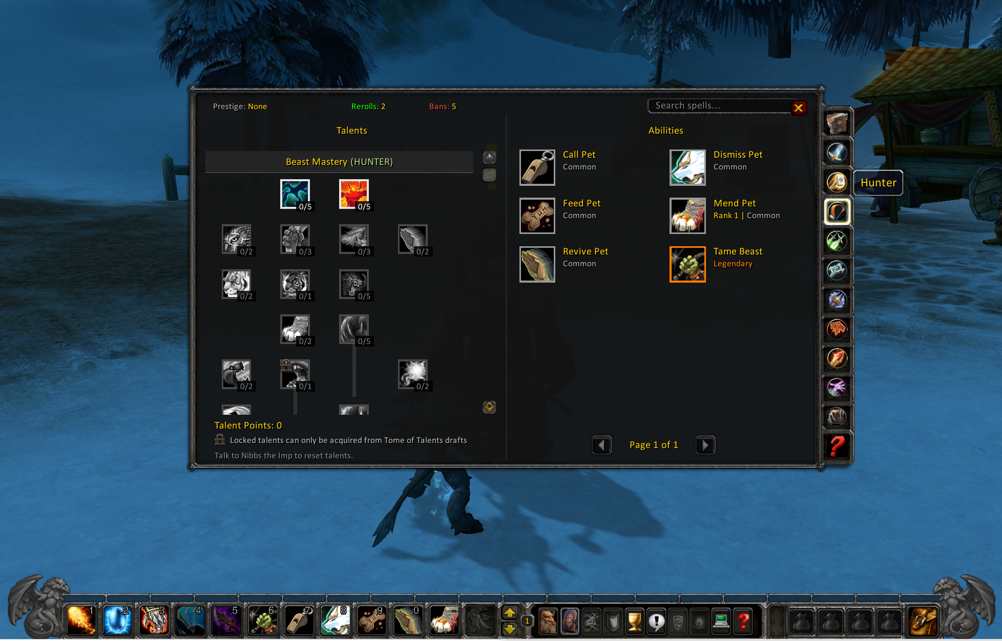 SpellDraft Grimoire: View/equip abilities, apply talents, and access prestige progression
